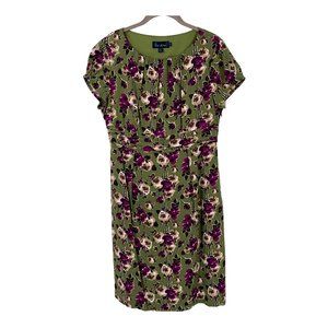 Boden Green and Purple Floral Midi Dress